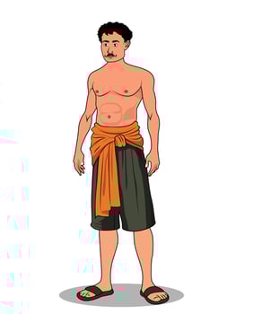 Simple Villager Cartoon Character Design vector