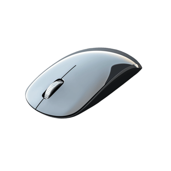 Wireless silver computer mouse with a minimalist design, isolated on a transparent background png