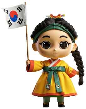 A doll with a korean flag png