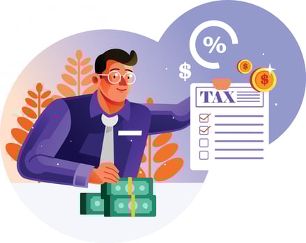 Businessman showing tax document vector
