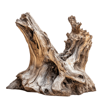 Dead driftwood tree stump side view isolate on transparency background png