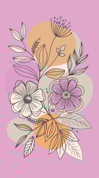 Floral illustration on pink background vector