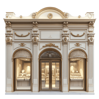 3D Jewelry Store front view isolate on transparency background png
