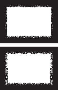 two blank white frames with grunge texture designs on them, vintage photo frame set vector