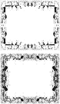 two black and white frames with a black and white design, a set of grunge frames with black and white designs illustrations vector