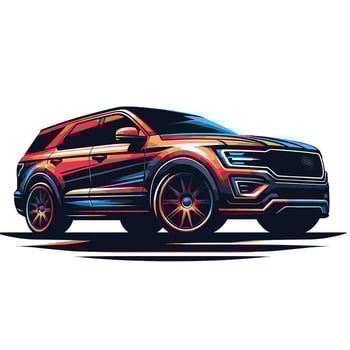 An suv is shown in a cartoon style vector