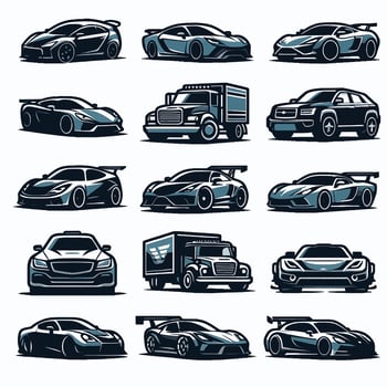 Set of different sports cars icons vector
