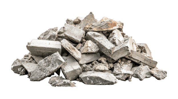 Construction waste in the form of a pile of concrete fragments isolate on transparency background png