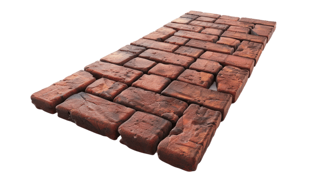 3D Brick road top view isolate on transparency background png