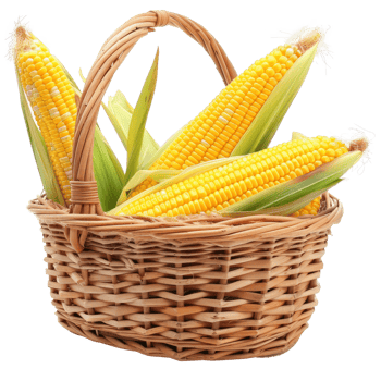 Corn in basket isolate on transparency background png