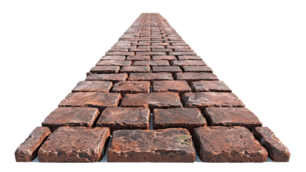 3D Brick road top view isolate on transparency background png