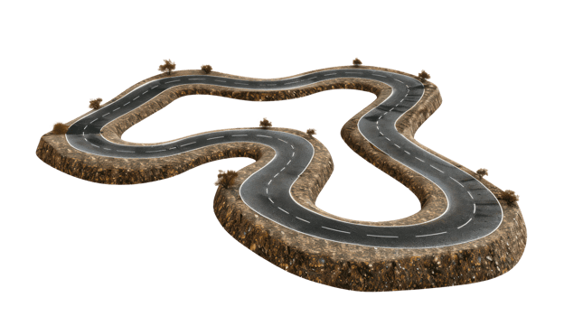3D Soil-Stabilized Roads top view isolate on transparency background png