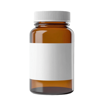 Brown glass bottle with a white label, perfect for product mockups. on transparent background. png