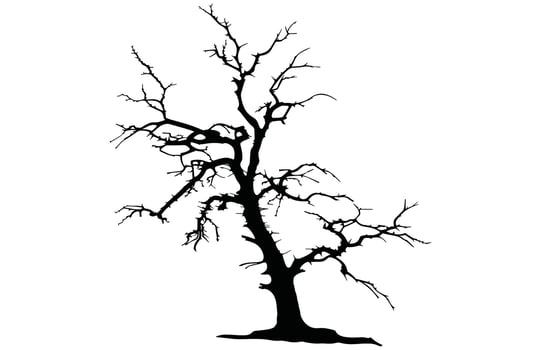 Dead Tree Silhouette - Creepy Tree Shape Stock Art vector
