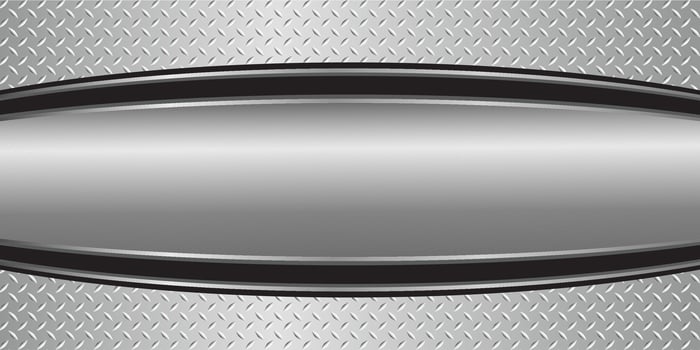 3D illustration of a polished chrome surface with a silver-gray metallic background and a shiny diamond plate texture. vector