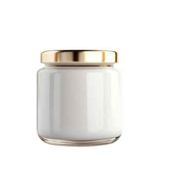 Glass jar with a golden lid on transparent background. png