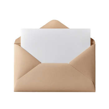 Open kraft envelope with a blank insert on transparent background. png