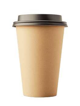 Brown paper coffee cup on transparent background. png