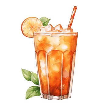 Refreshing iced tea drink with lemon, mint, and ice cubes isolate on transparent background png