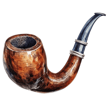 Detailed illustration of a classic wooden smoking pipe isolate on transparent background png