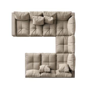 Sectional Sofa top view full length isolate on transparency background png