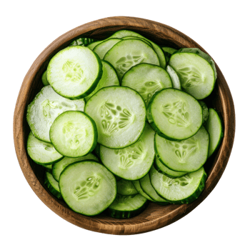 Slices of Cucumber in a bowl top view isolate on transparency background png