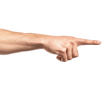 A close-up of a human hand pointing png