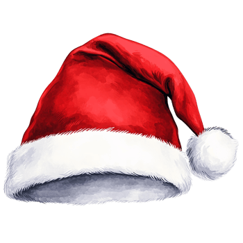 A classic red Christmas hat with a fluffy white trim png