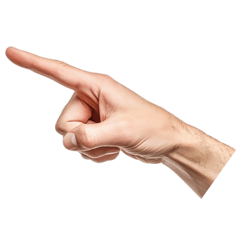 A close-up of a hand pointing upwards png