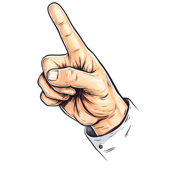 A hand with a raised index finger, symbolizing a point of emphasis or alertness png