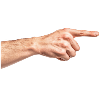 Close-up of a hand pointing, symbolizing direction, guidance, or emphasis in communication and gestures. png
