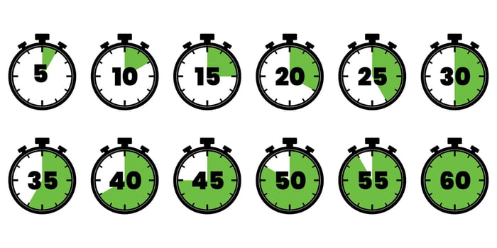 Collection of stopwatches at various times vector