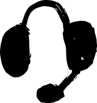 Dry Brush Grunge Icon Headphone for Support vector