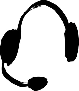 Dry Brush Grunge Icon Headphone for Support vector