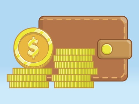 Wallet Money Piles Gold Coin Stacks vector