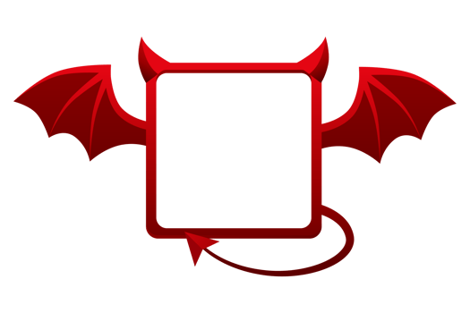 Cartoon red devil frame. Square cute demon frame or avatar for your designs. Evil symbol for Creative Halloween greeting car, print or banner. png