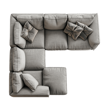 Sectional Sofa top view full length isolate on transparency background png