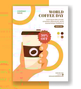 Coffee Festival Social Media Post Template in Flat Cartoon Design vector