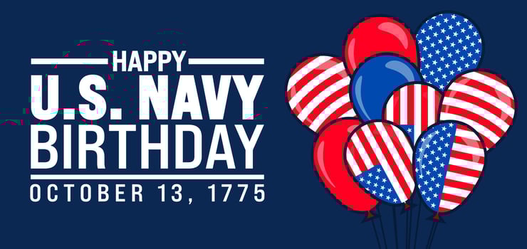 Happy U.S. Navy Birthday background or banner design template is observed every year in October. Holiday concept. Template for card, poster, placard, template. eps 10 vector