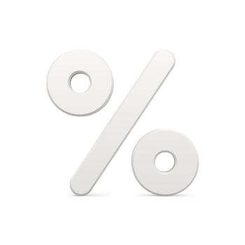 White percentage symbol realistic 3d illustration vector