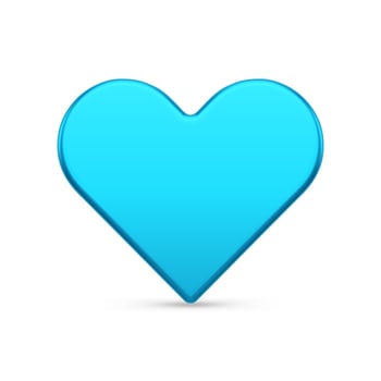 Blue heart shape symbol of love realistic 3d illustration. vector