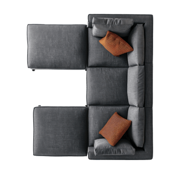 Sectional Sofa top view full length isolate on transparency background png