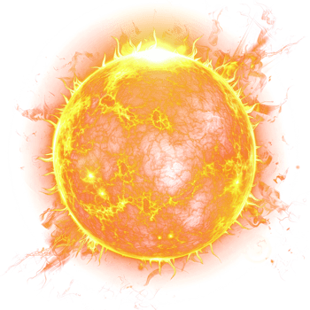 realistic sun image, object in center, transparency background png