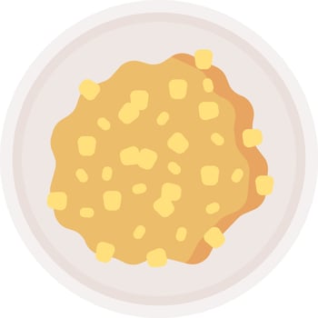 A plate of food with yellow dots on it vector