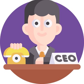 Businessman in suit holding phone with ceo sign vector