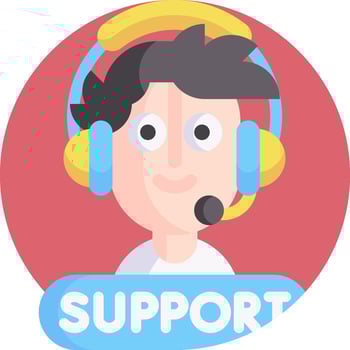 A cartoon man wearing headphones with the word support vector