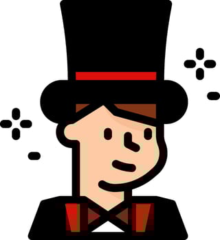 A cartoon man in a top hat and bow tie vector