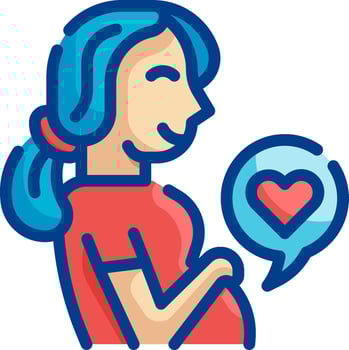 A pregnant woman holding a heart and speech bubble vector