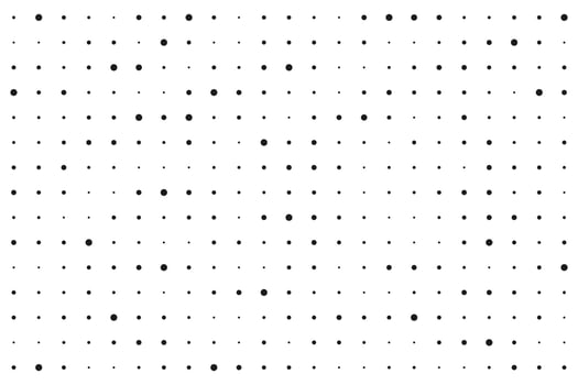 Dot grid halftone background. Different sized round points seamless pattern. Abstract monochrome retro texture. Dotty perforated surface vector