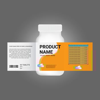 supplement bottle Packaging with a bottle and label vector